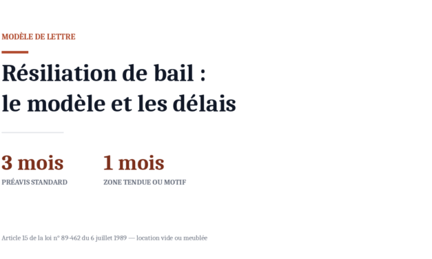 Lettre de résiliation de bail : modèle et délais de préavis