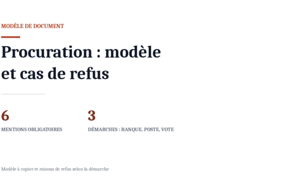 Modèle de procuration simple : mentions obligatoires et refus